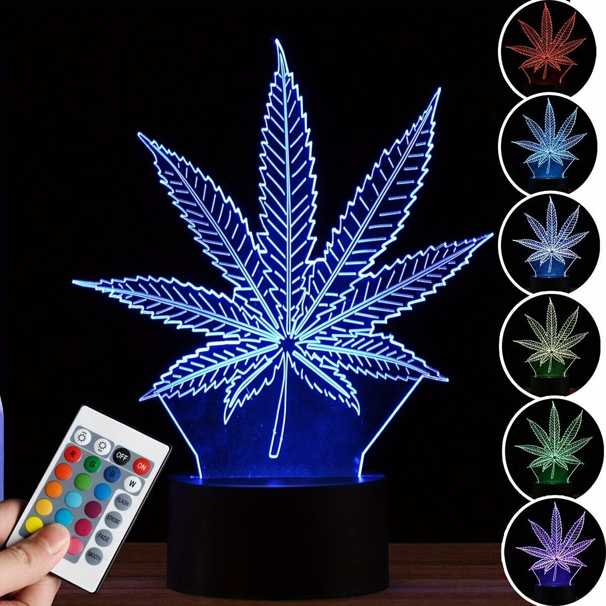 HempGlow - 3D Acrylic Table Lamp with LED Night Light
