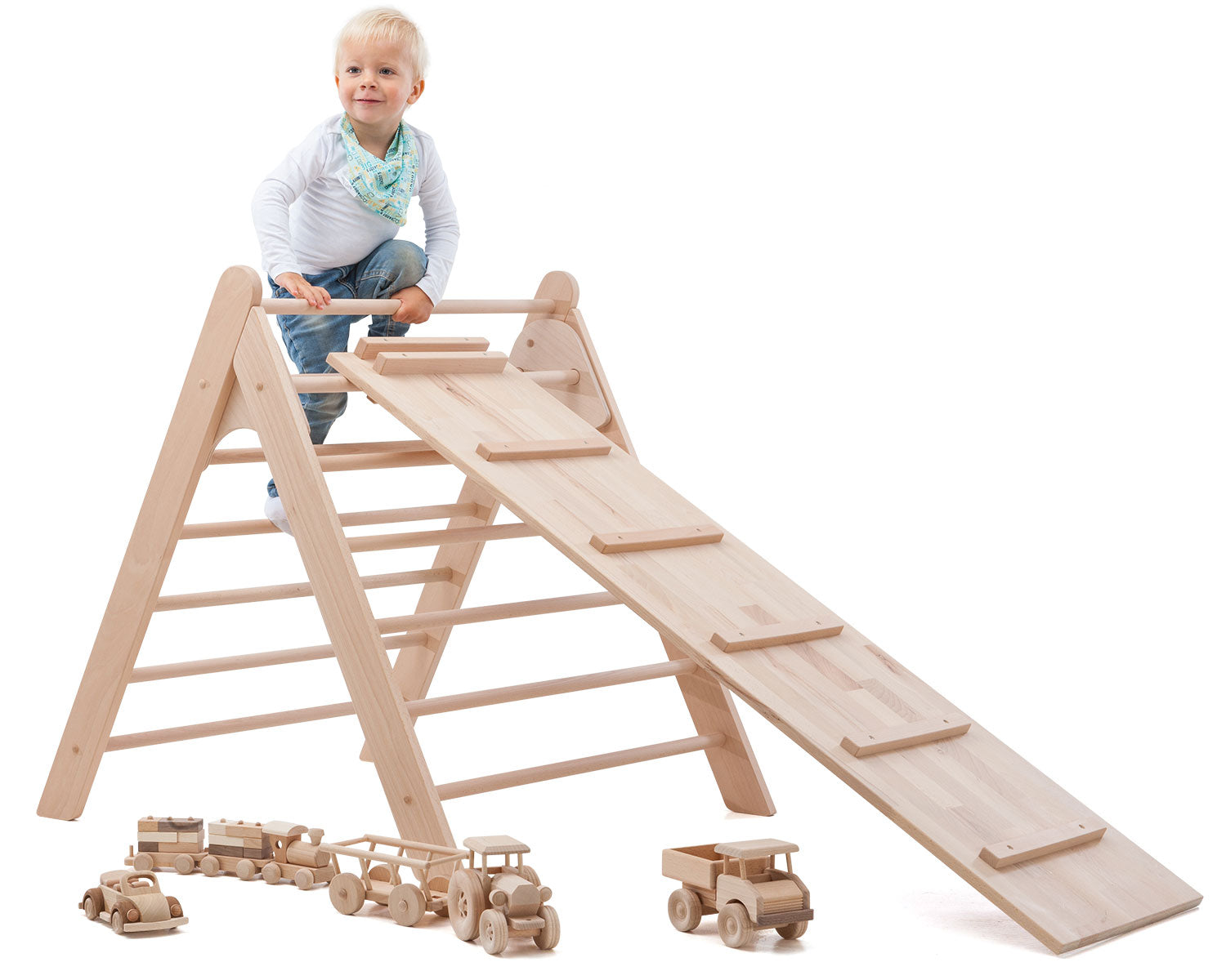 ClimbEase Board - 2-in-1 Wooden Climbing Ladder and Slide Board