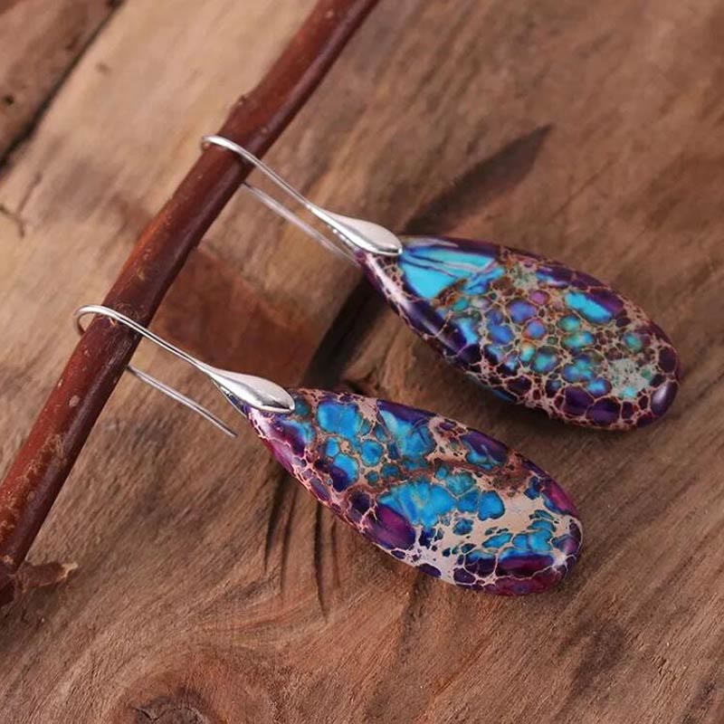 Amara - Boucles d'oreilles goutte en pierre royale
