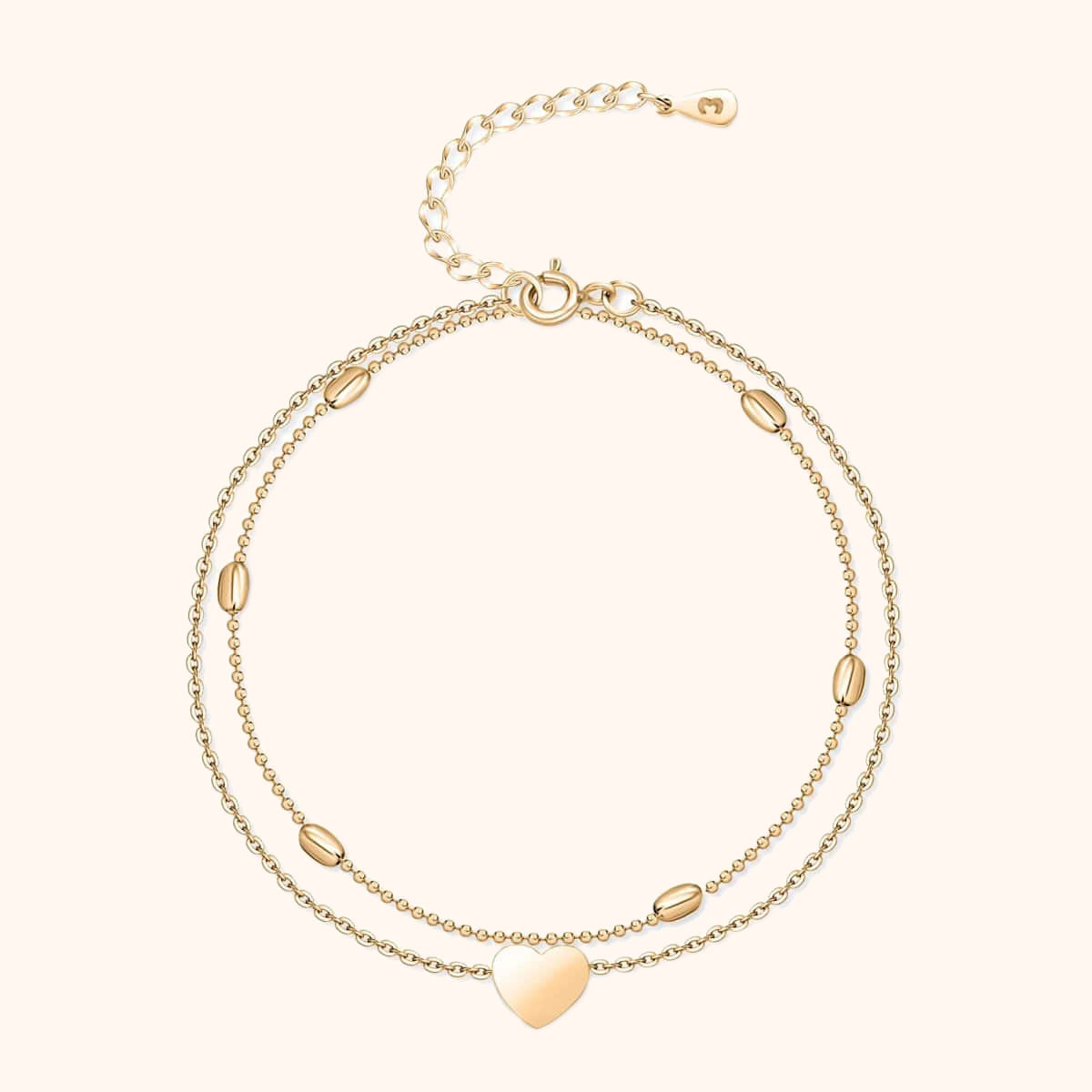 Fiora - Silver Heart Charm Anklet