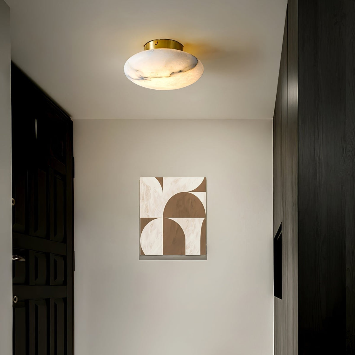 LumiereWand - Minimalist Alabaster and Brass Wall Sconce