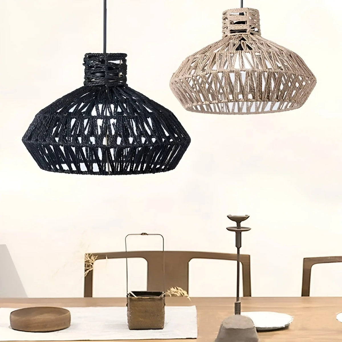 AntiqueWeave - Handwoven Vintage Rattan Pendant Light
