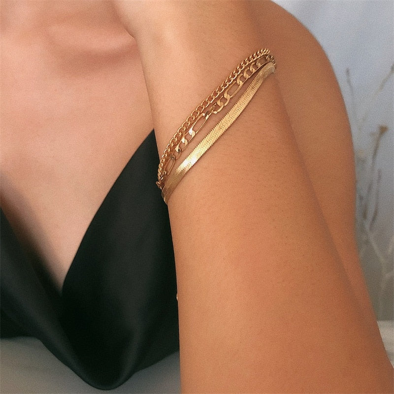 Trio de Bracelets Subtils - Set 3 Pièces Or ou Argent
