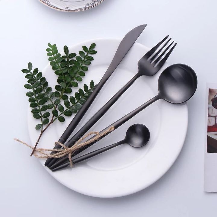 Napoli - Luxury Black Stainless Steel Cutlery Set