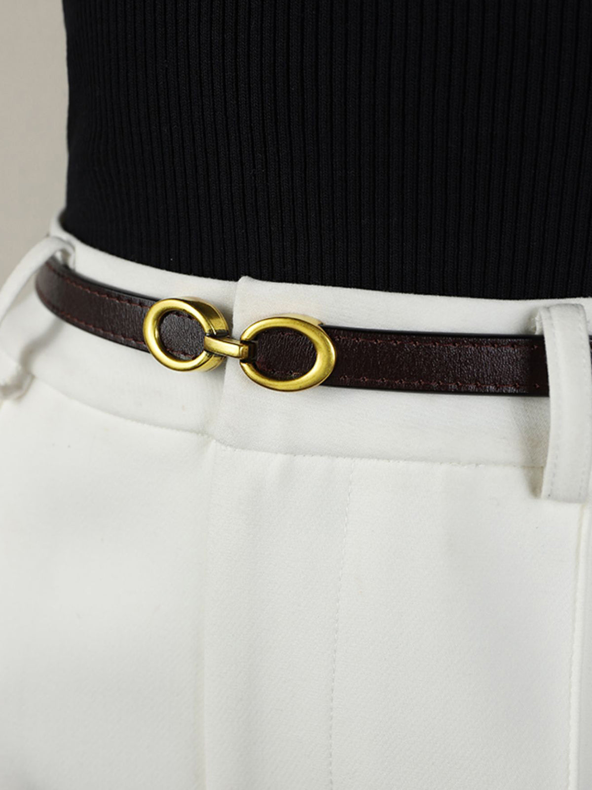 LuxeRing Belt - Ceinture Cuir Femme Boucle Anneau