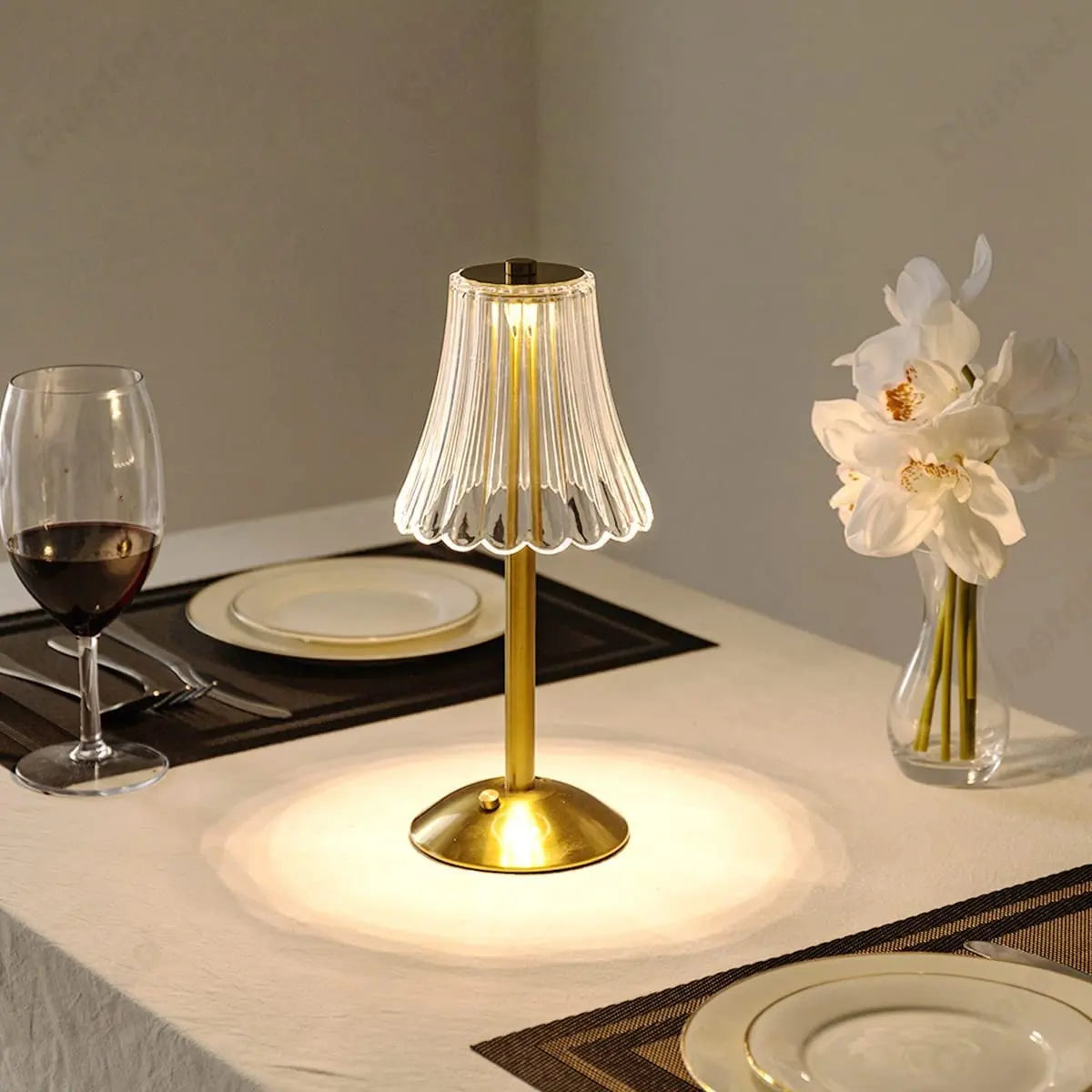 Cristalglow Table Lamp - Elegant Cordless Crystal Decor