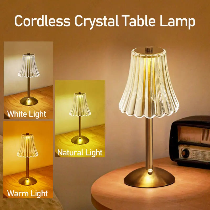 Cristalglow Table Lamp - Elegant Cordless Crystal Decor