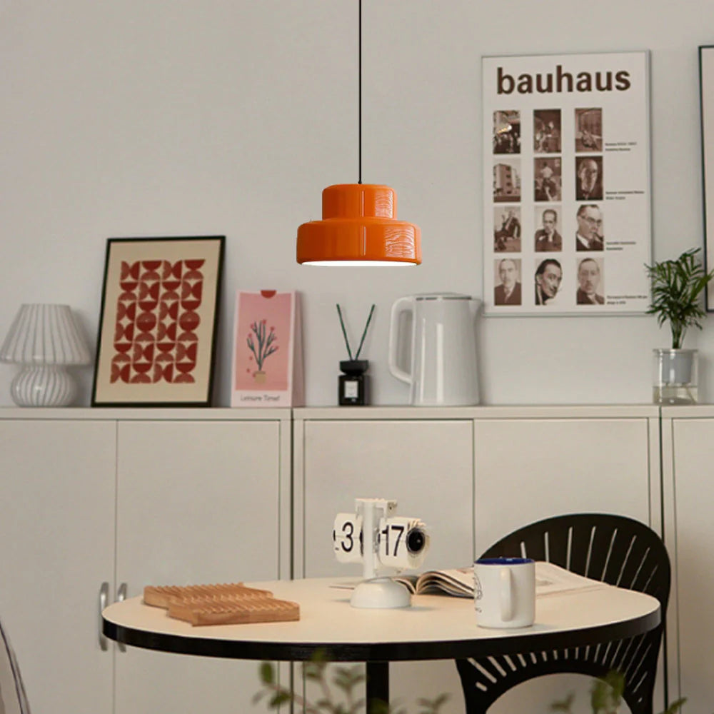 Bauhaus Glow Light - Orange Vintage Pendant for Dining Room
