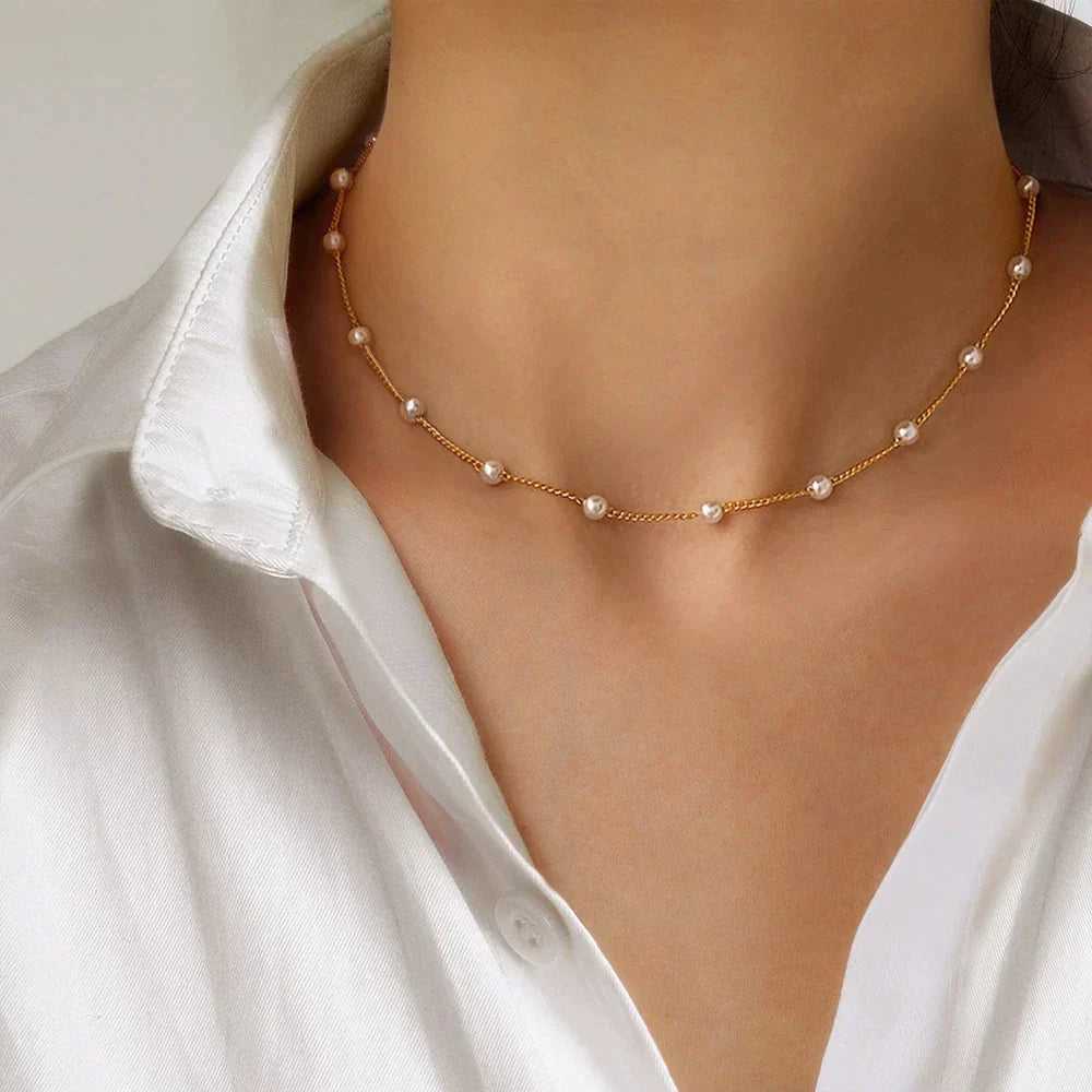 Marilena - Luxurious Gold Pearl Necklace