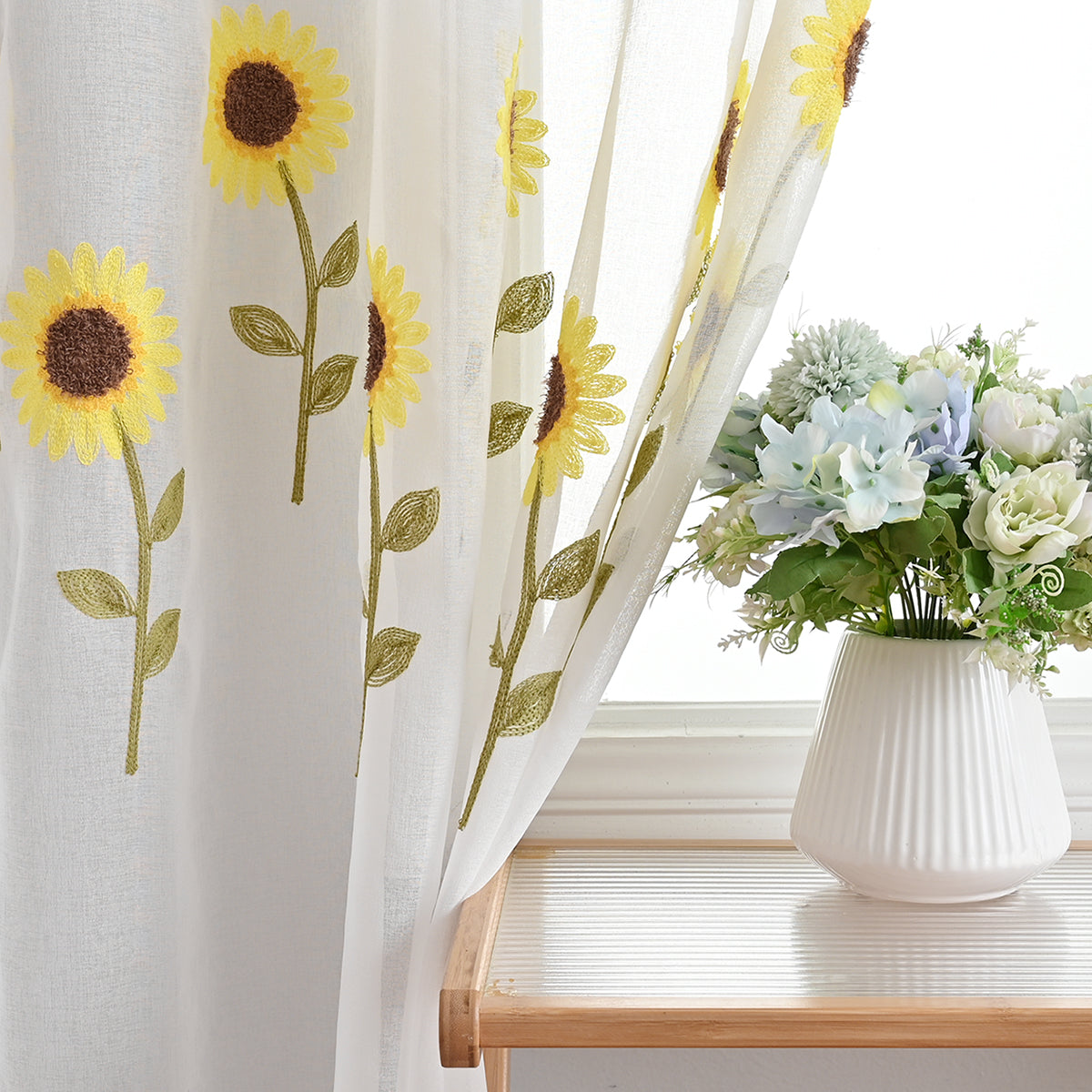 Harvestbloom - Rustic Sunflower Print Curtains