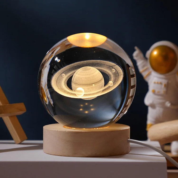 SpaceLume - Lampe boule en verre à motifs célestes