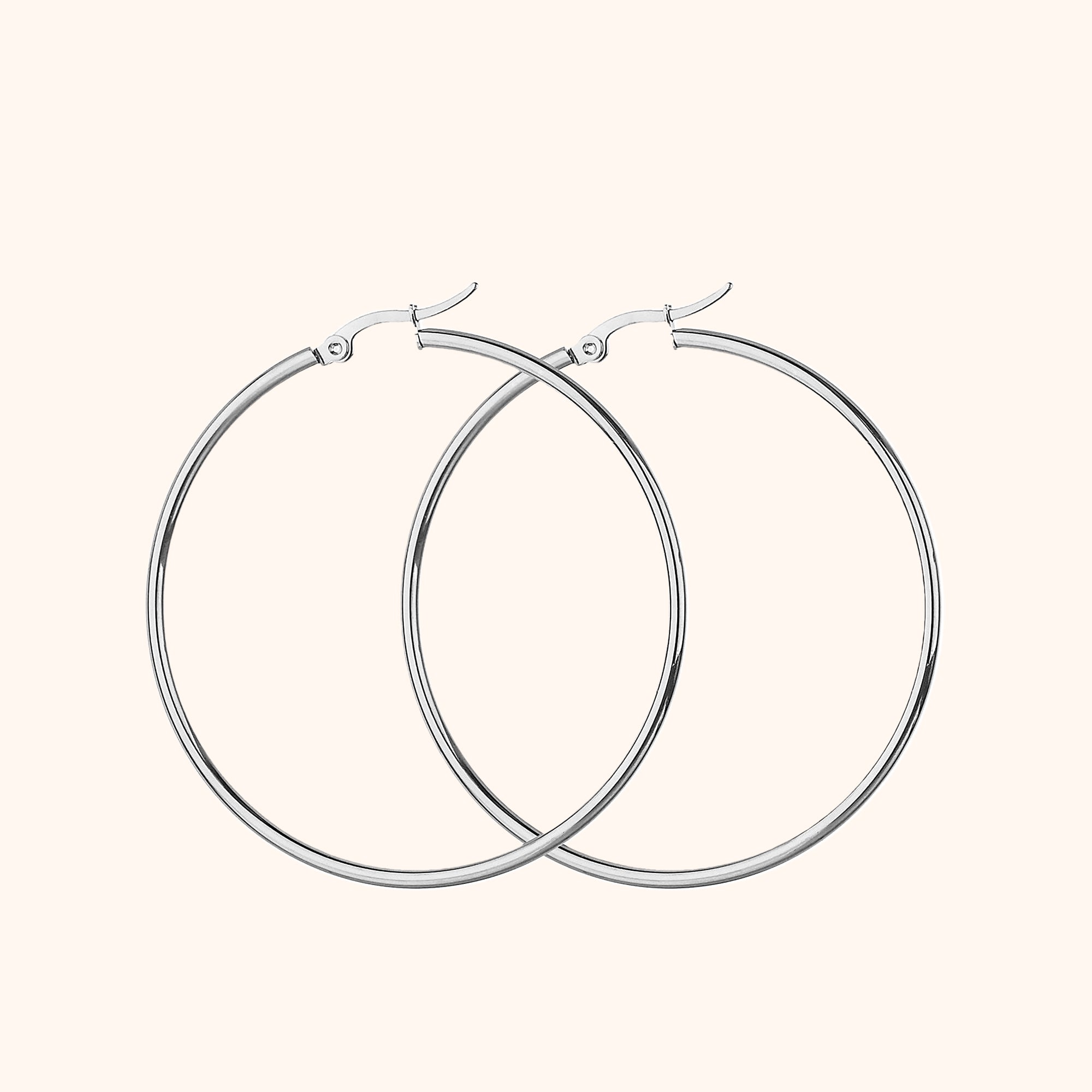 Celeste - Large Minimalist Silver Hoop Earrings