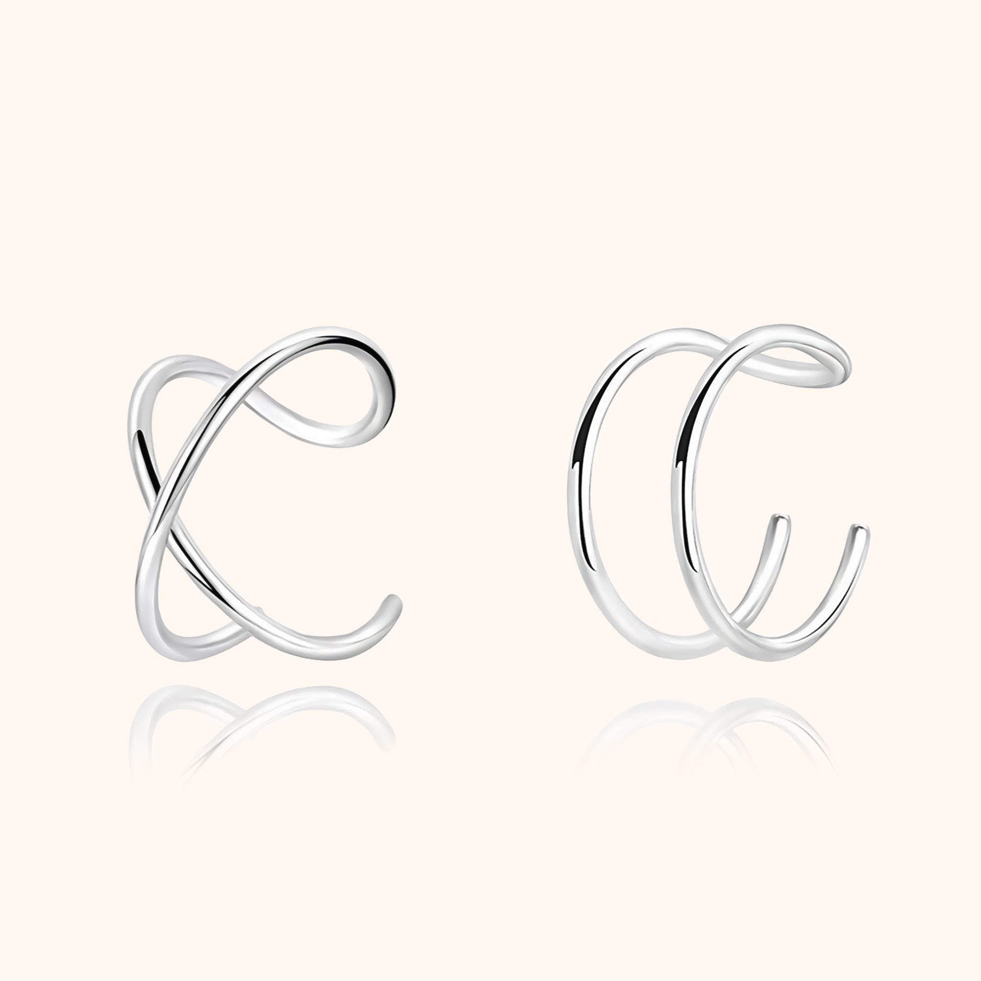 Nova - Modern U-Shaped Silver Clip-On Earrings