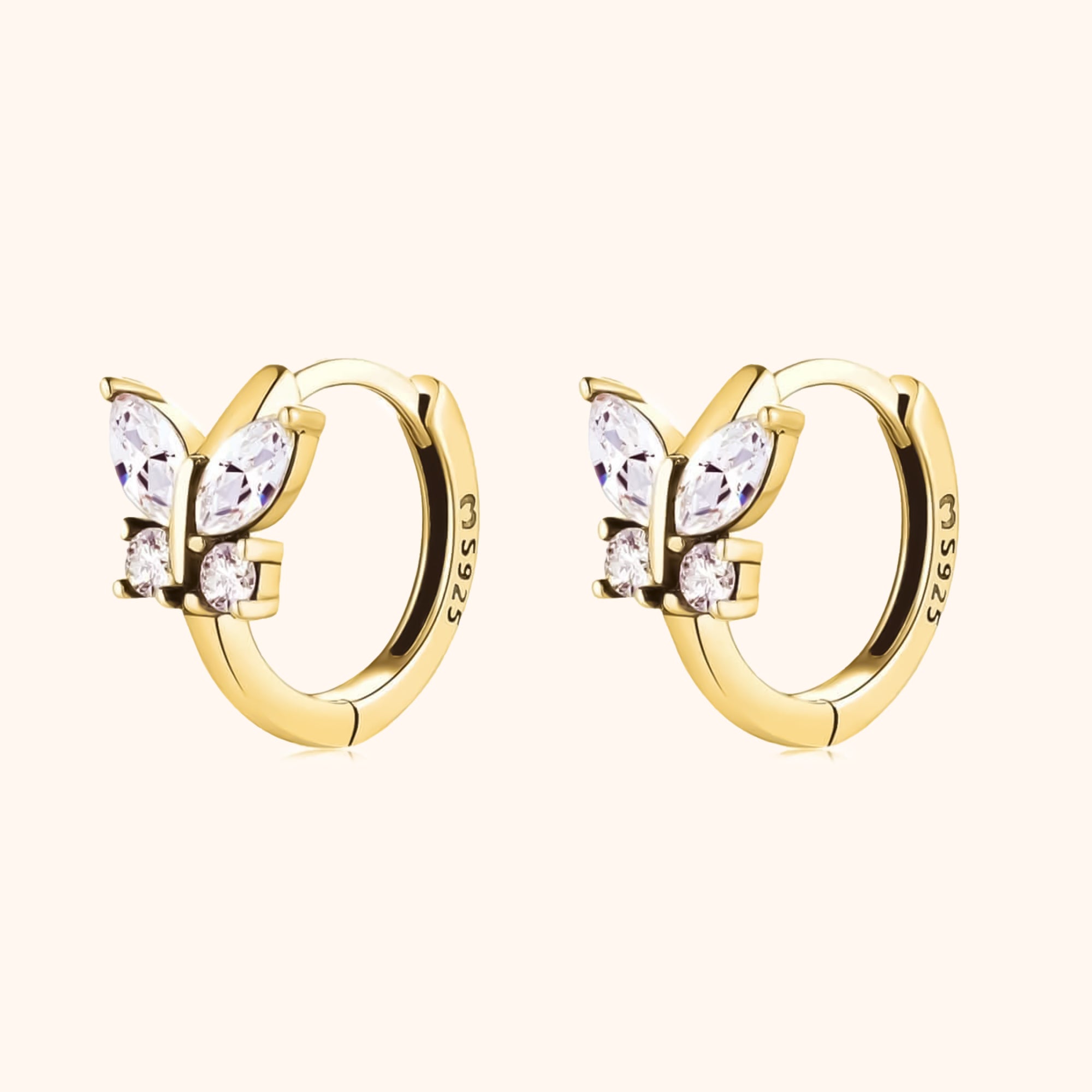 Auryn - Silver Butterfly Earrings with Zirconia Crystals