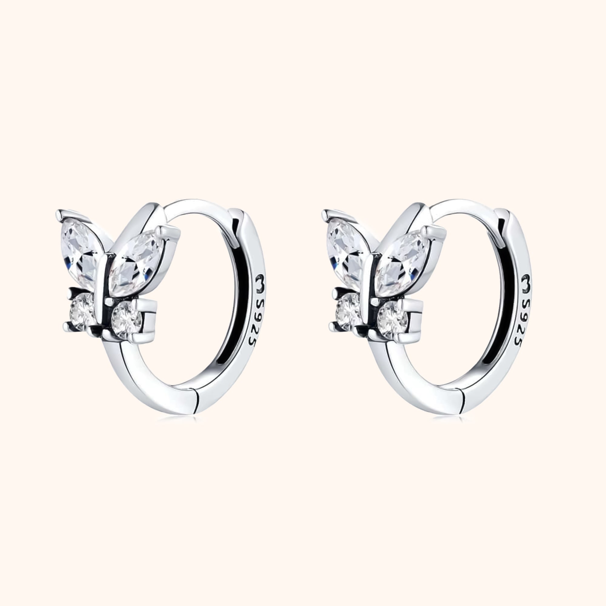 Auryn - Silver Butterfly Earrings with Zirconia Crystals