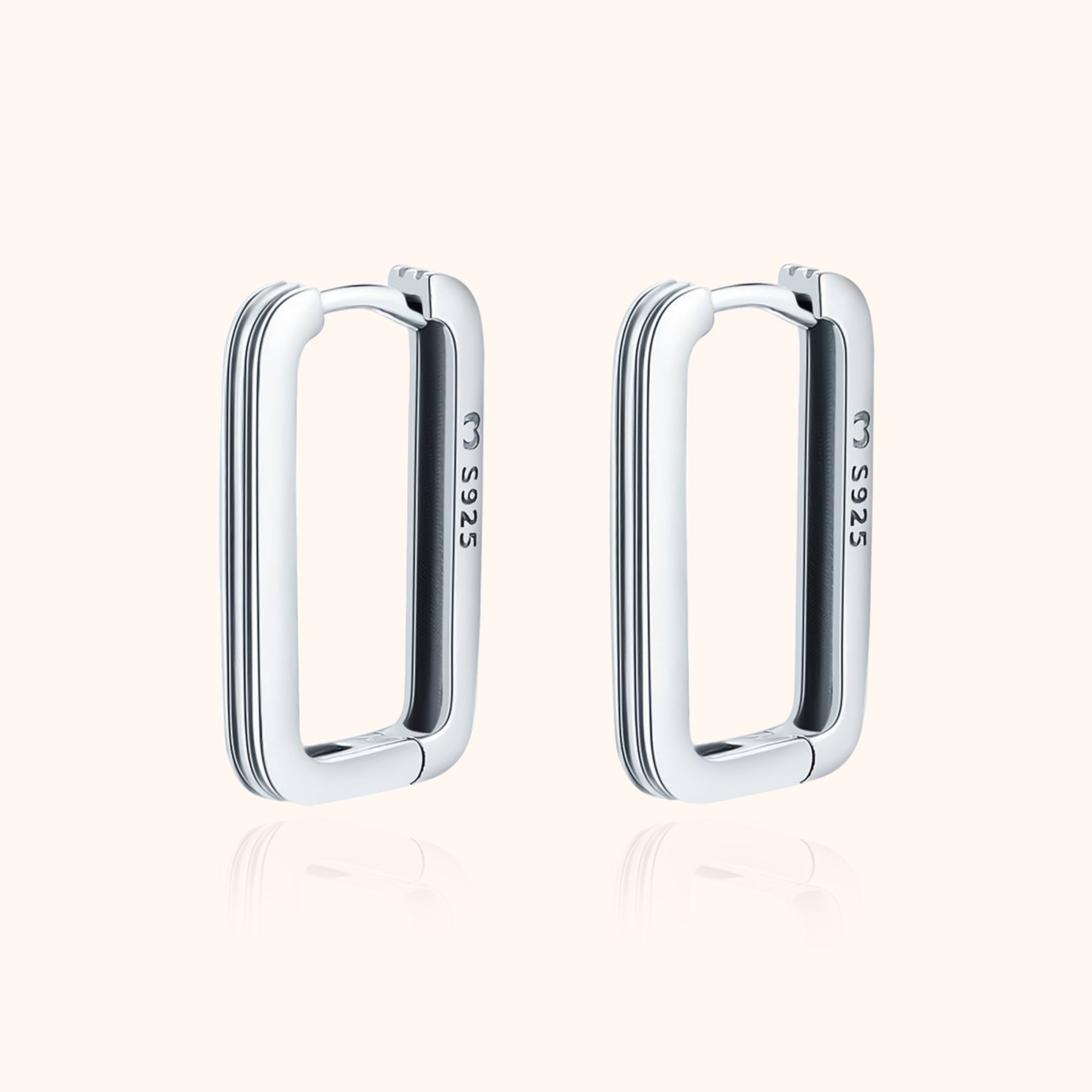 Isabelle - Modern Rectangular Silver Clip-On Earrings