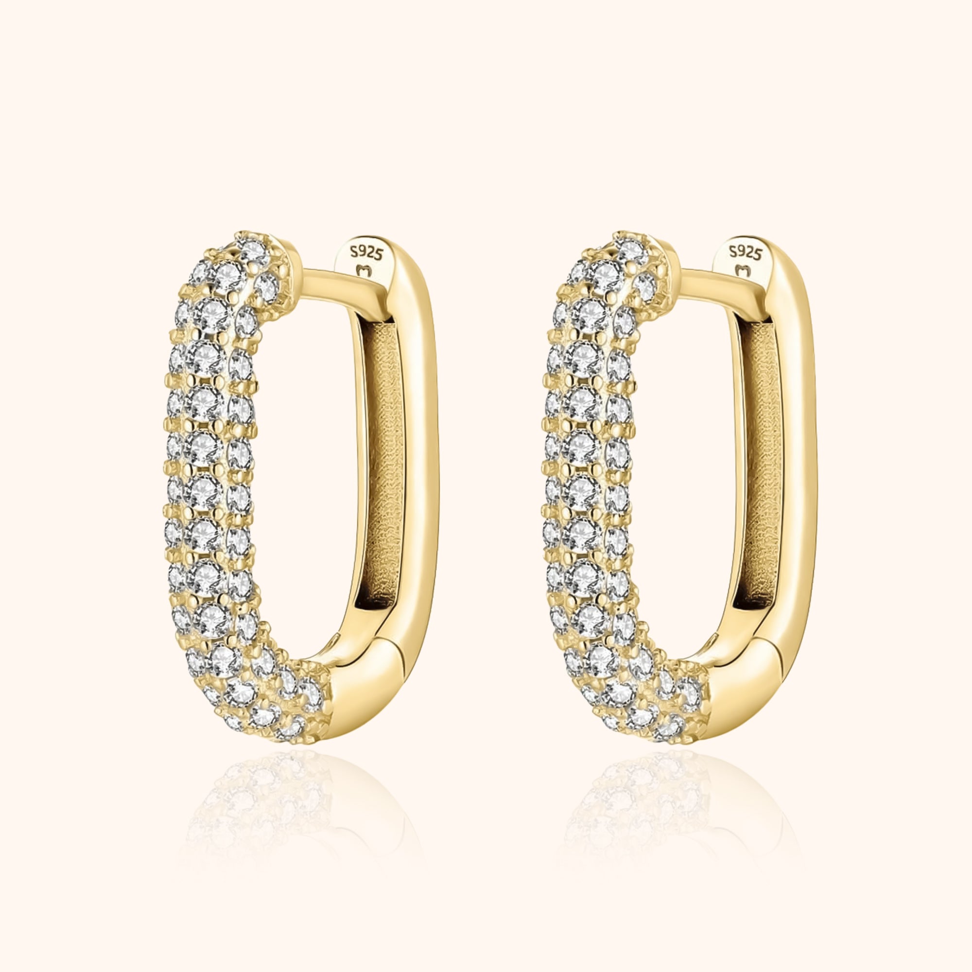 Lucienne - Wide 925 Silver Zirconia Hoop Earrings