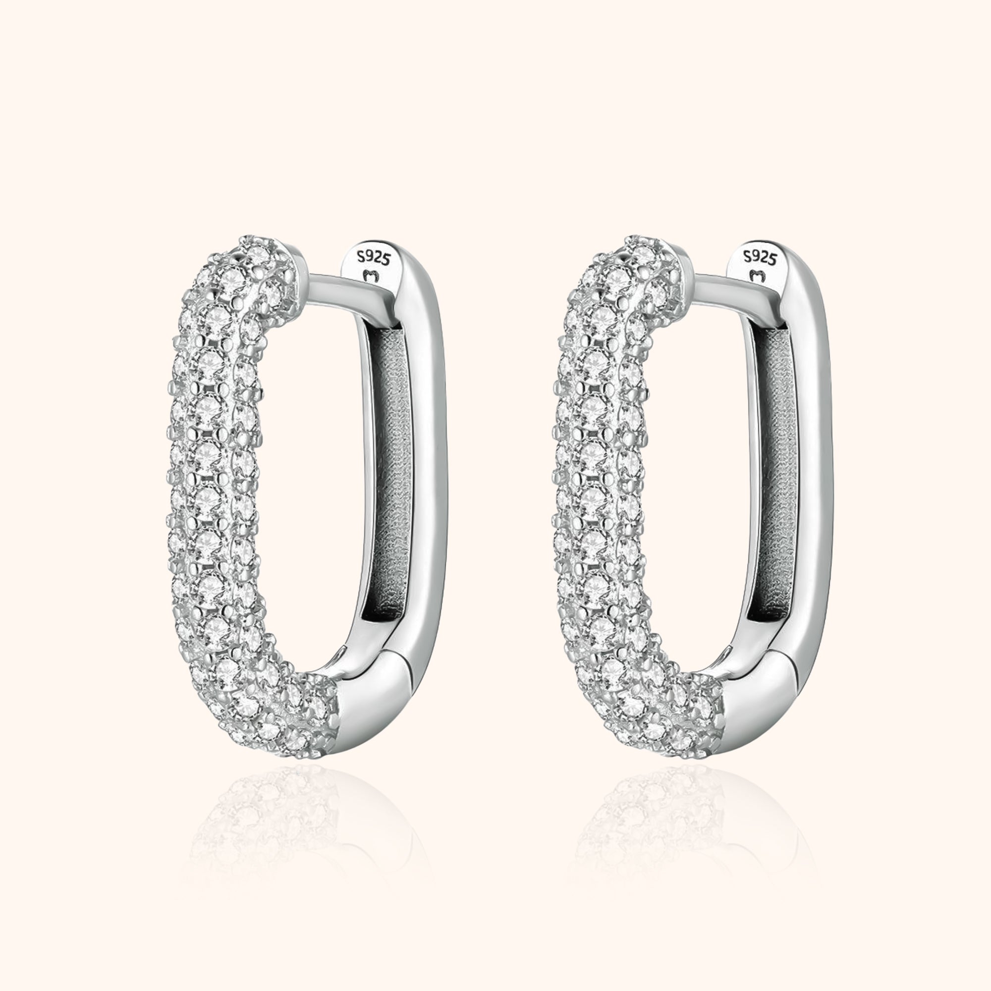 Lucienne - Wide 925 Silver Zirconia Hoop Earrings
