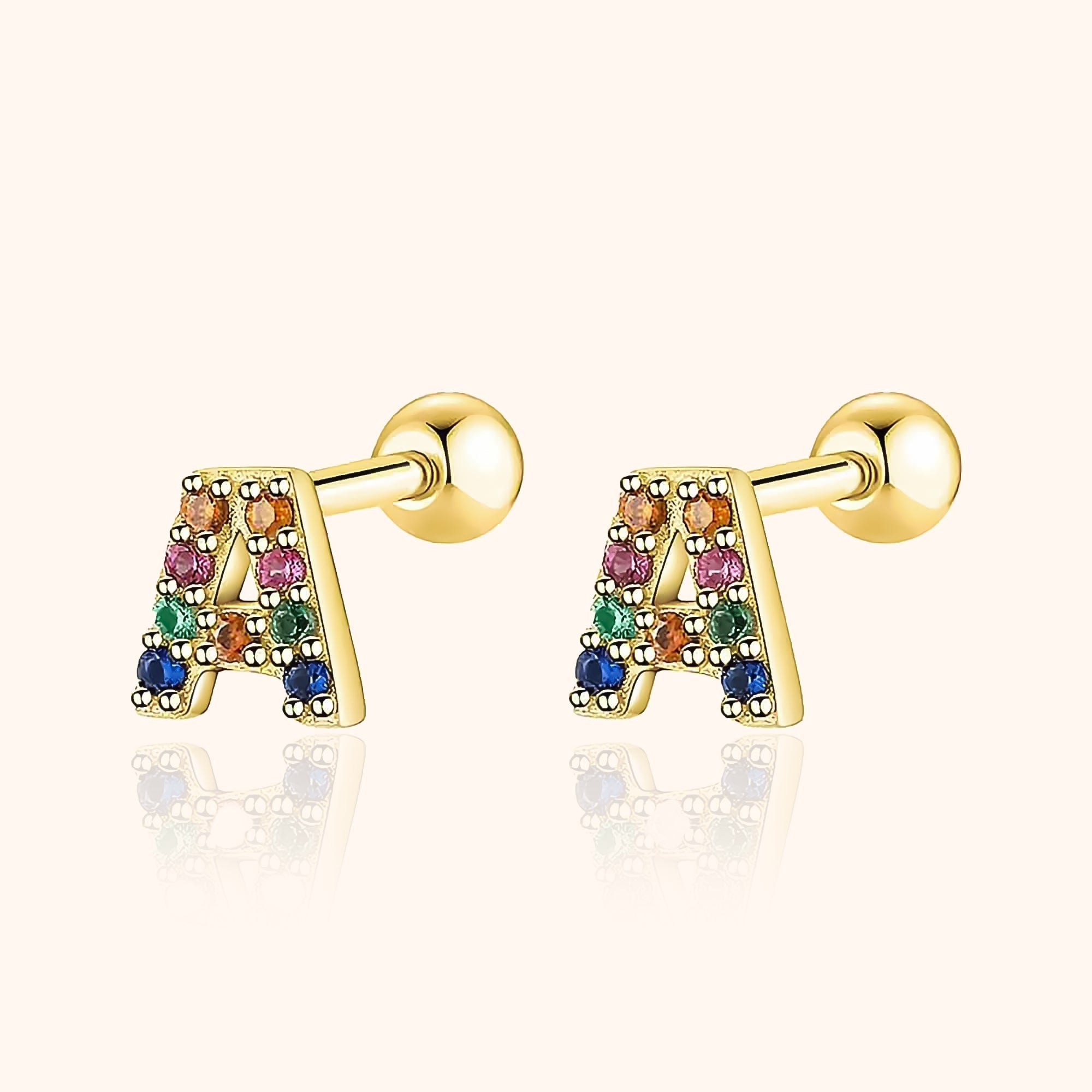 Letria - Personalised Colourful Rhinestone Initial Earrings