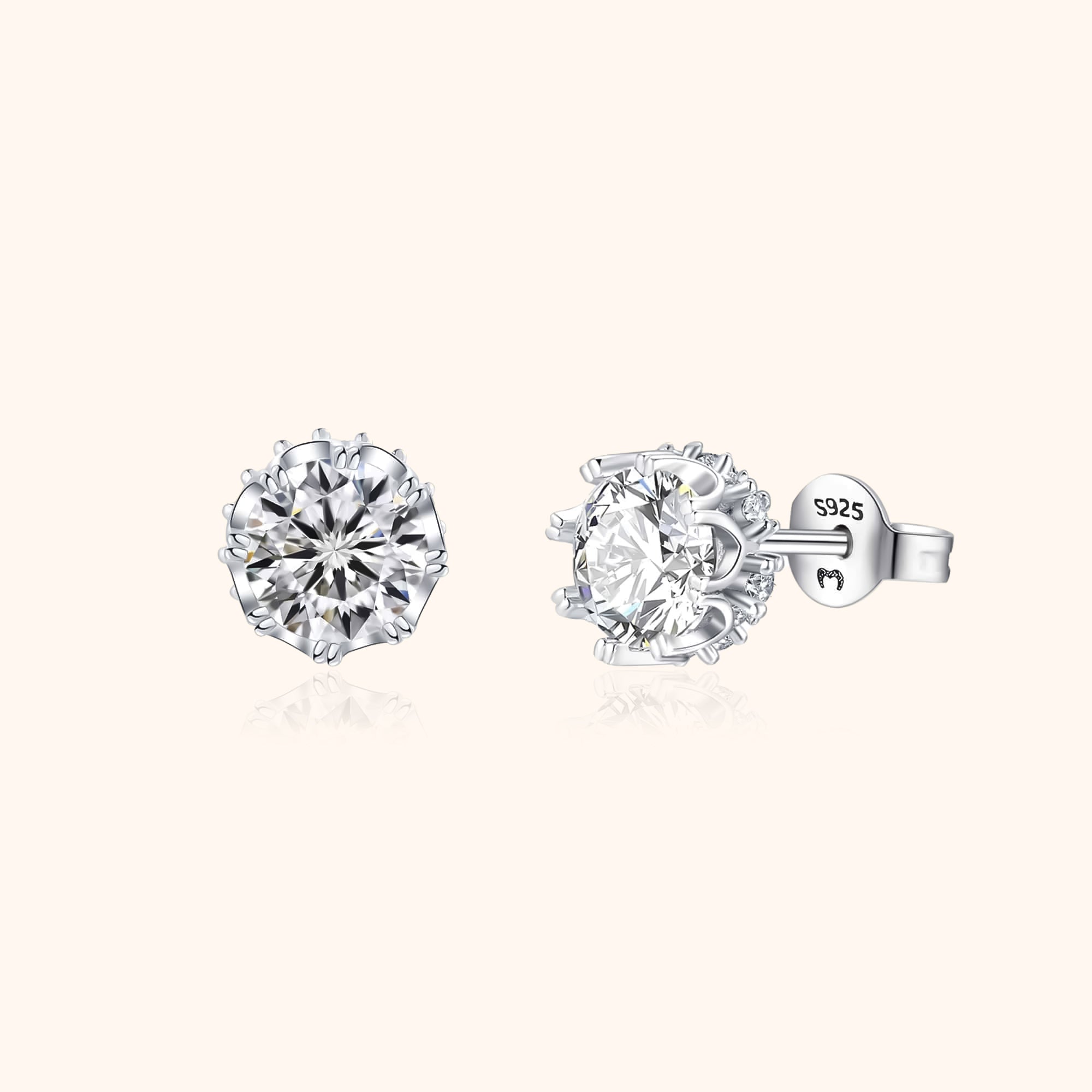 Elina - Puces couronne en zircone, luxe et brillance