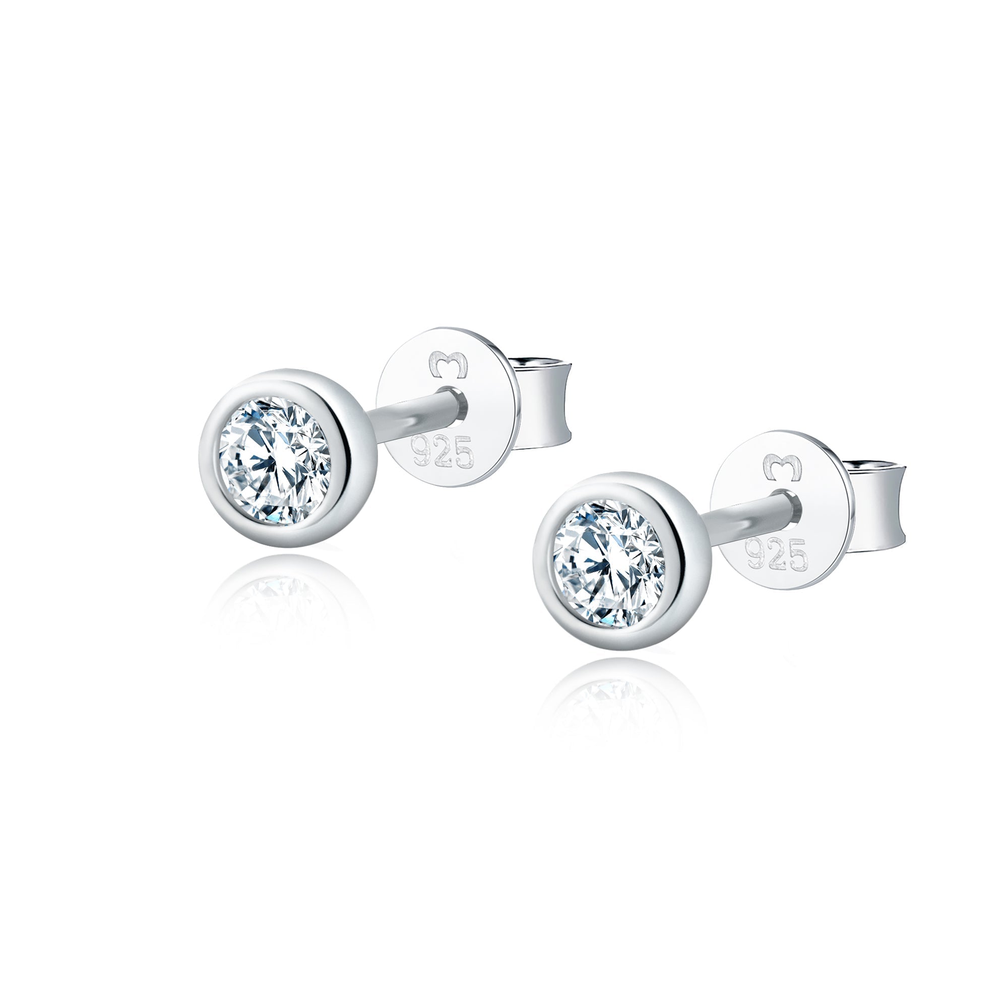 Amira - Compact Zirconia Hoop Earrings in 925 Silver