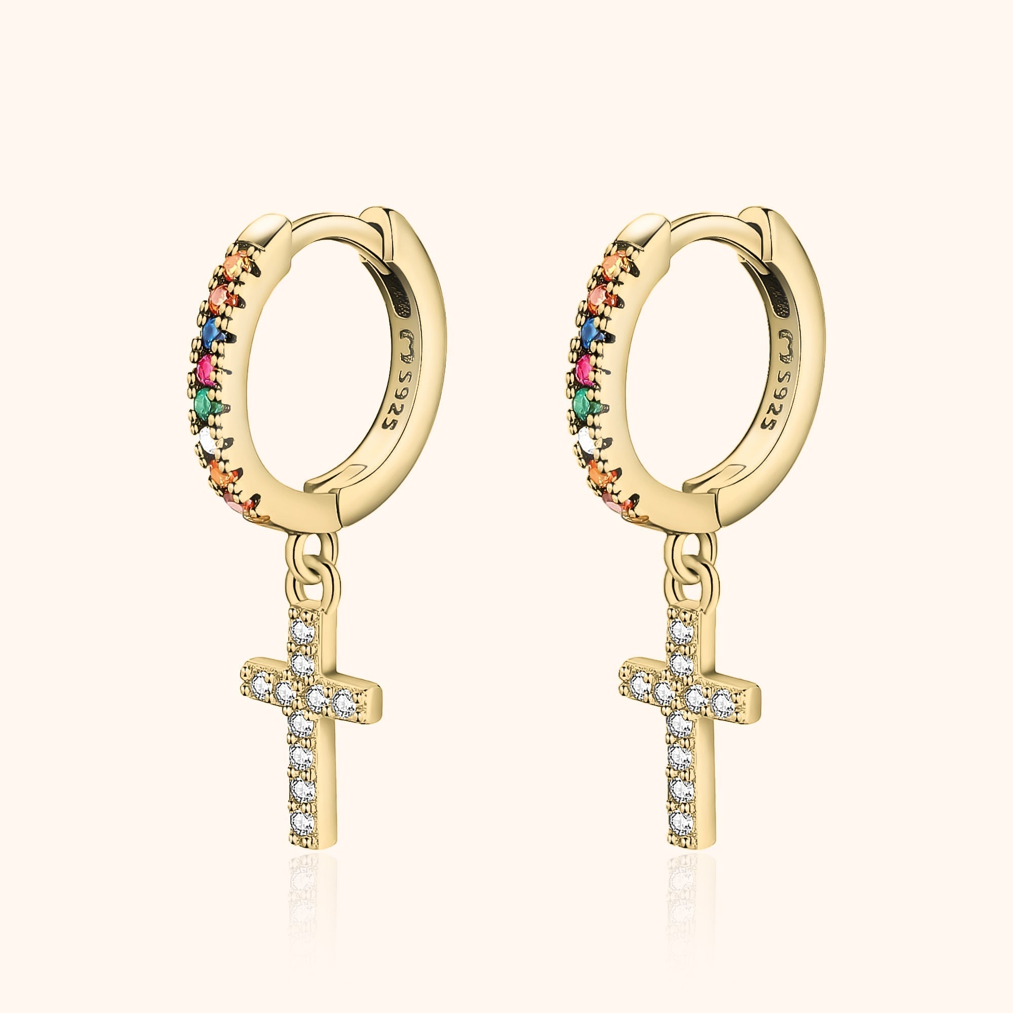 Aurora - Multicolor Zirconia Cross Earrings