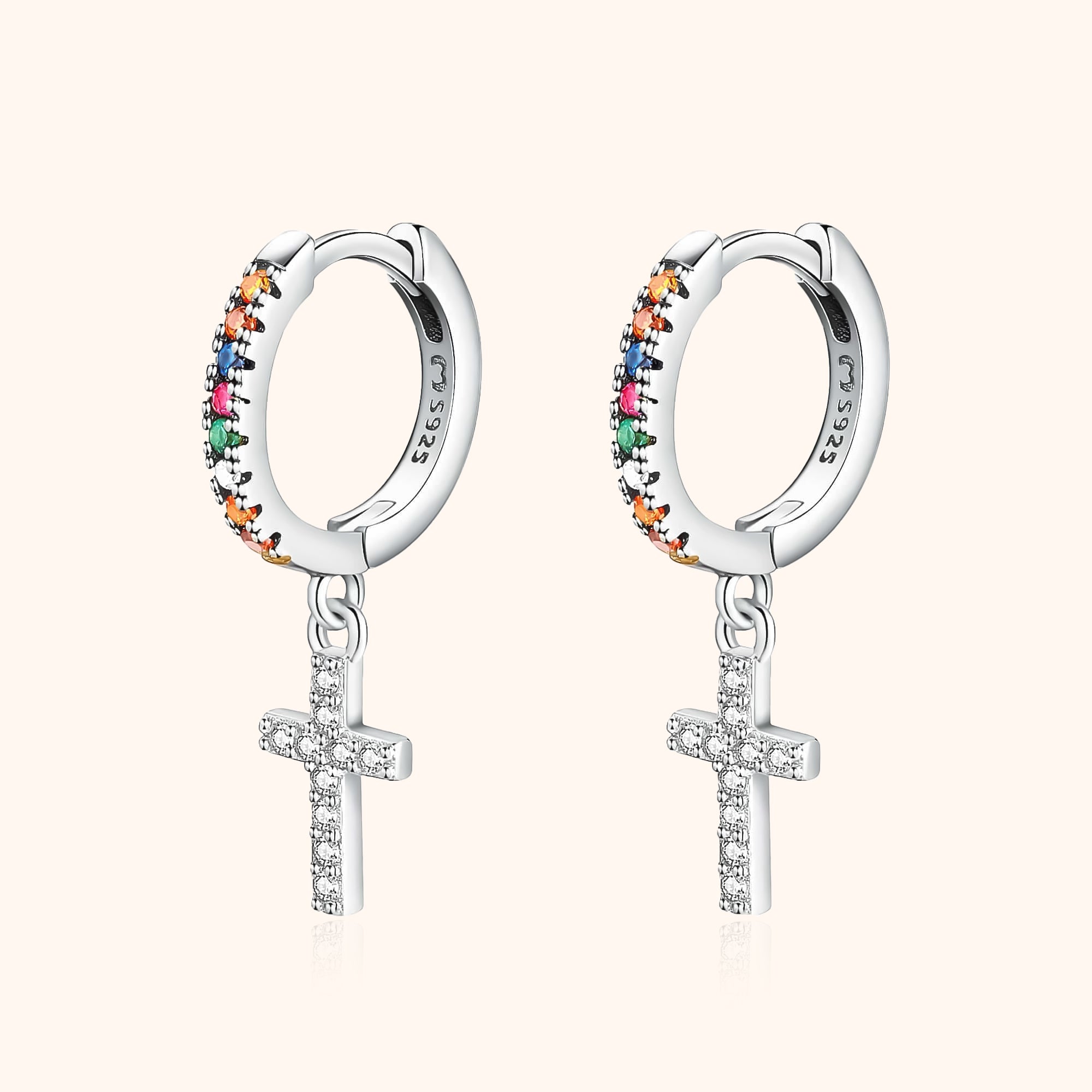 Aurora - Multicolor Zirconia Cross Earrings