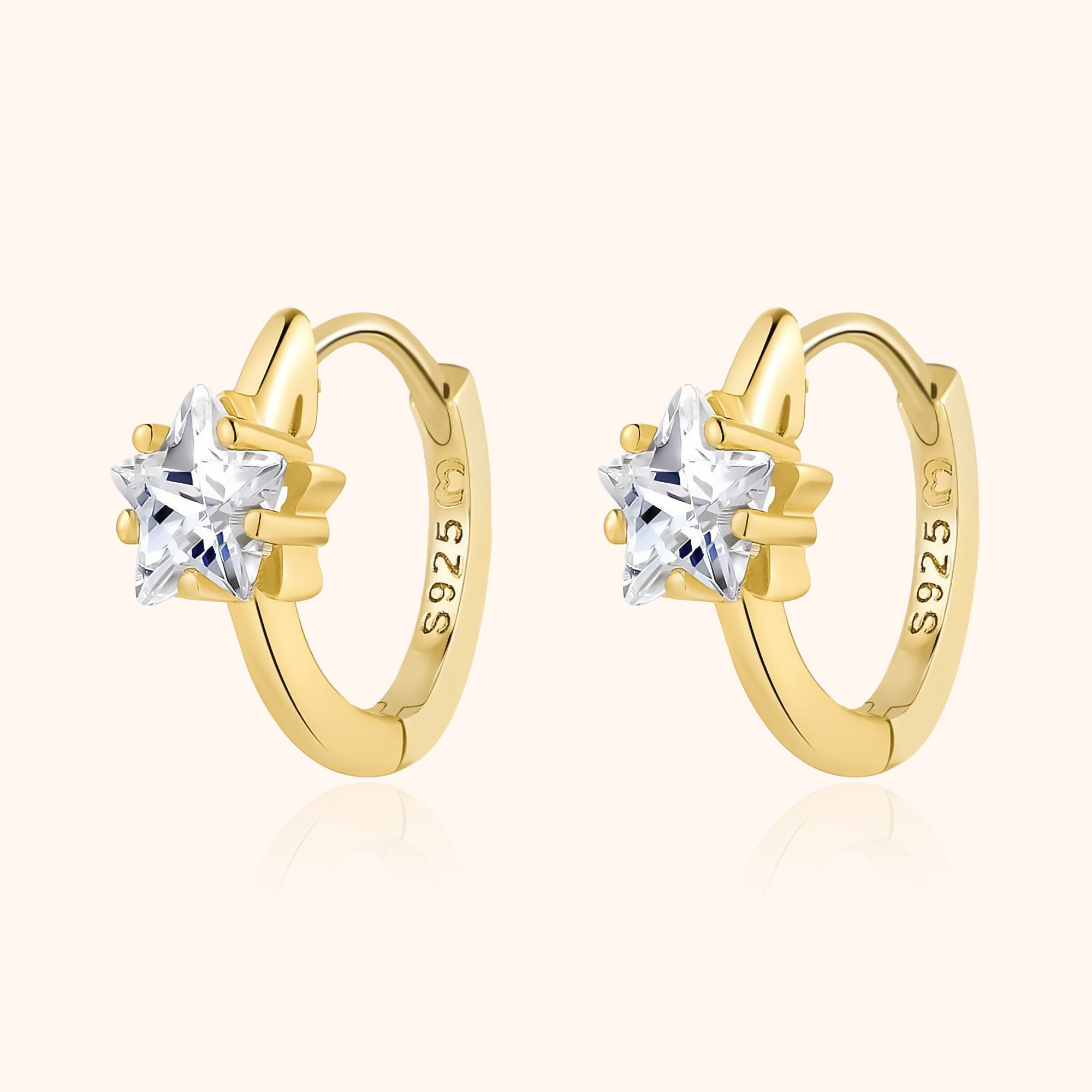 Lunara - Sparkling Zirconia Star Hoop Earrings