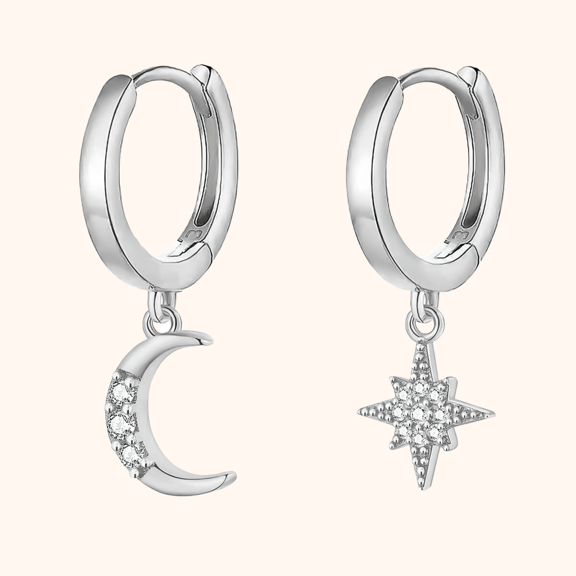 Cosmica - Mystical Silver Moon and Star Earrings