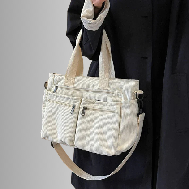 Emma | Élégant Sac Fourre Tout Femme Pratique en Velours Côtelé 5
