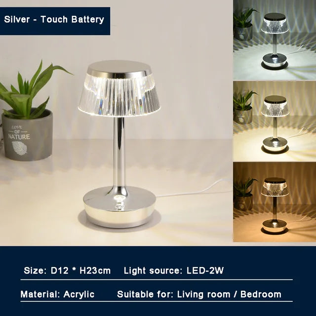 Crystal Pendant - Rechargeable Cordless Crystal Table Lamp