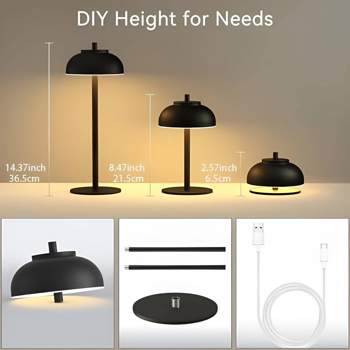 GlowMate - Dimmable Wireless Rechargeable LED Table Lamp