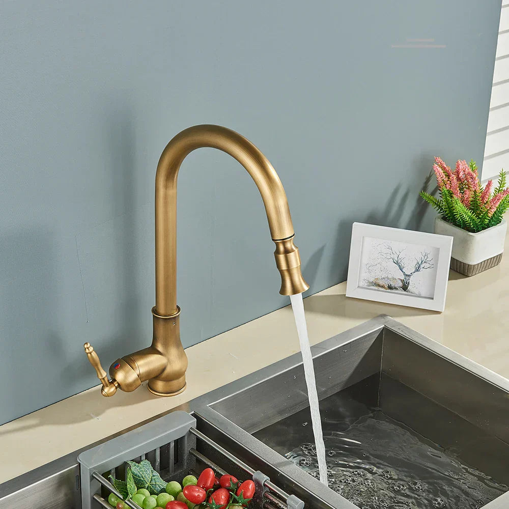 Wyrstead - Antique Brass Retro Kitchen Mixer Tap