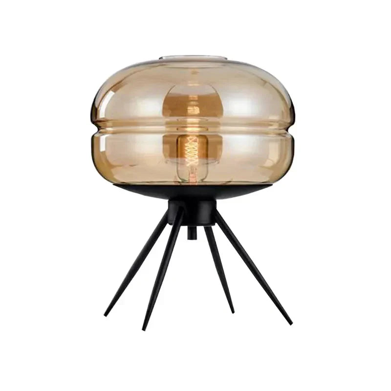 Glasshaven - Elegant Blue Glass Lamp with Built-In Shelf