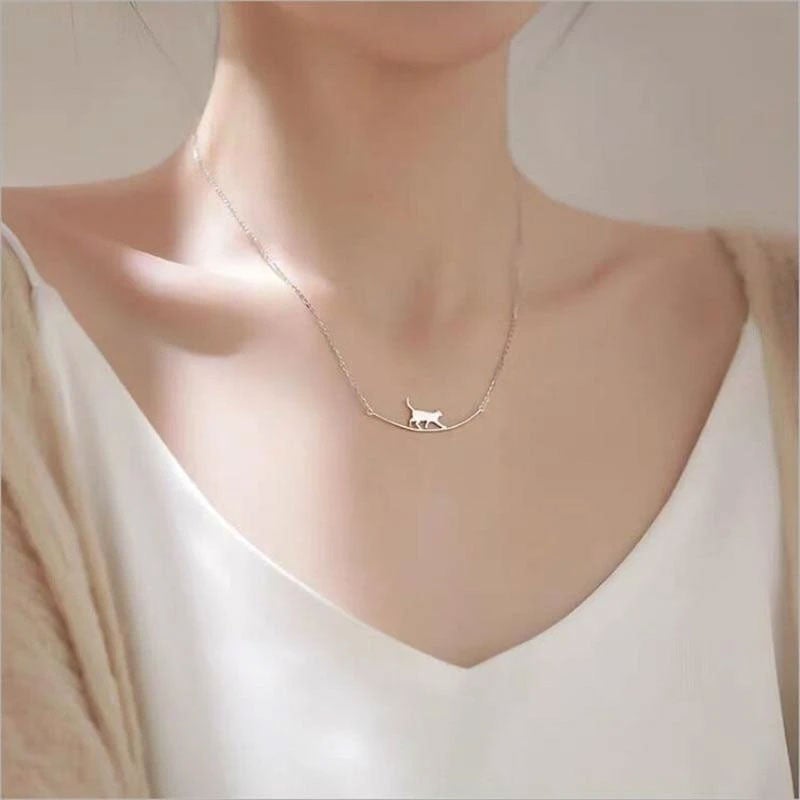 Felina - Collier chat grimpant en argent