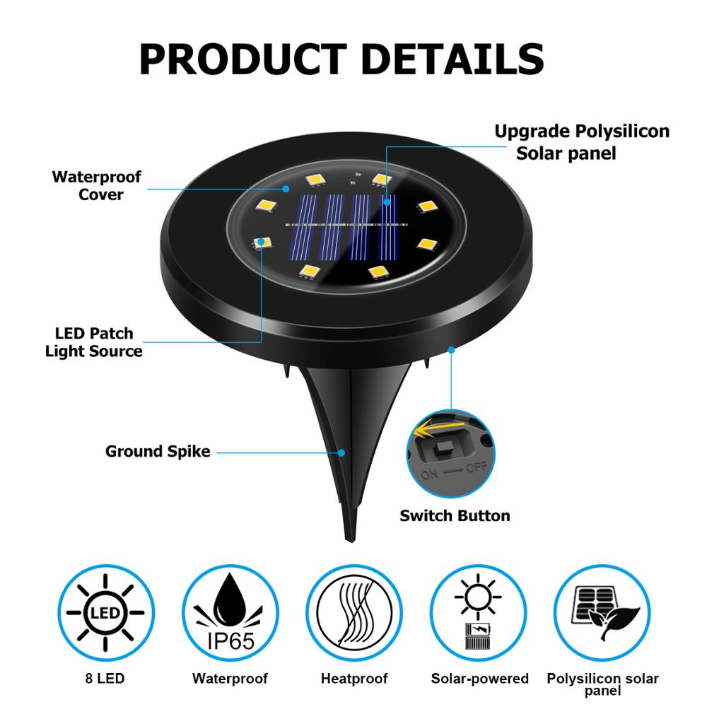 Solar LED Deluxe Garden Lights Black Edition - Wireless Waterproof IP65 Lighting