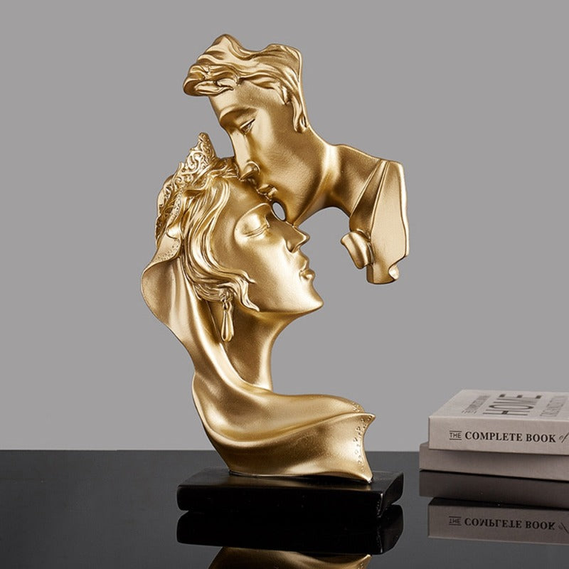 ArtAmour - Romantic Embracing Couple Sculpture with Gold Finish