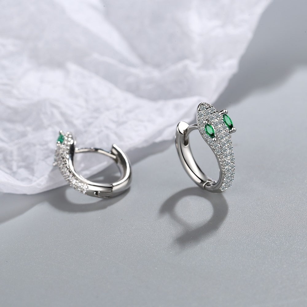 Leila - Boucles d'oreilles serpent en argent 925 élégantes