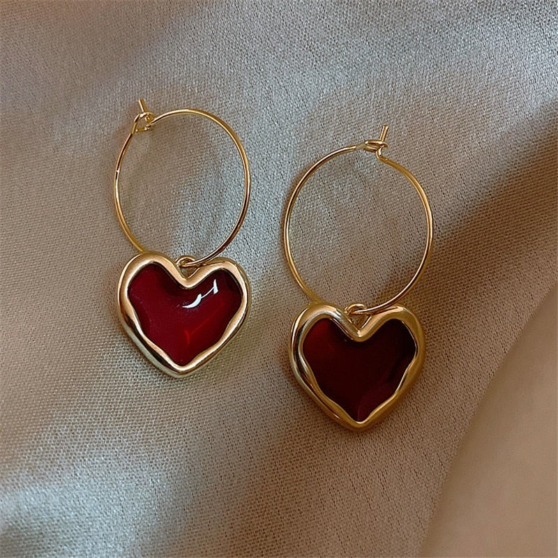 Amore - Boucles d'oreilles petits cœurs rouges