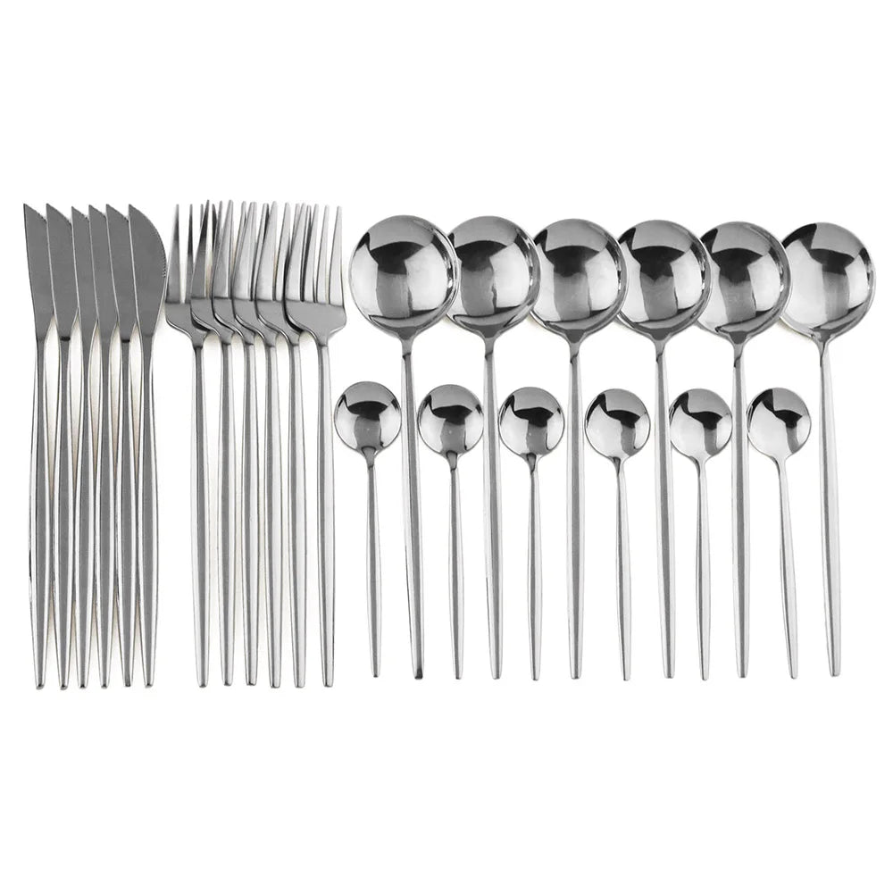 JettLuxe - Black & Gold Stainless Steel Cutlery Set