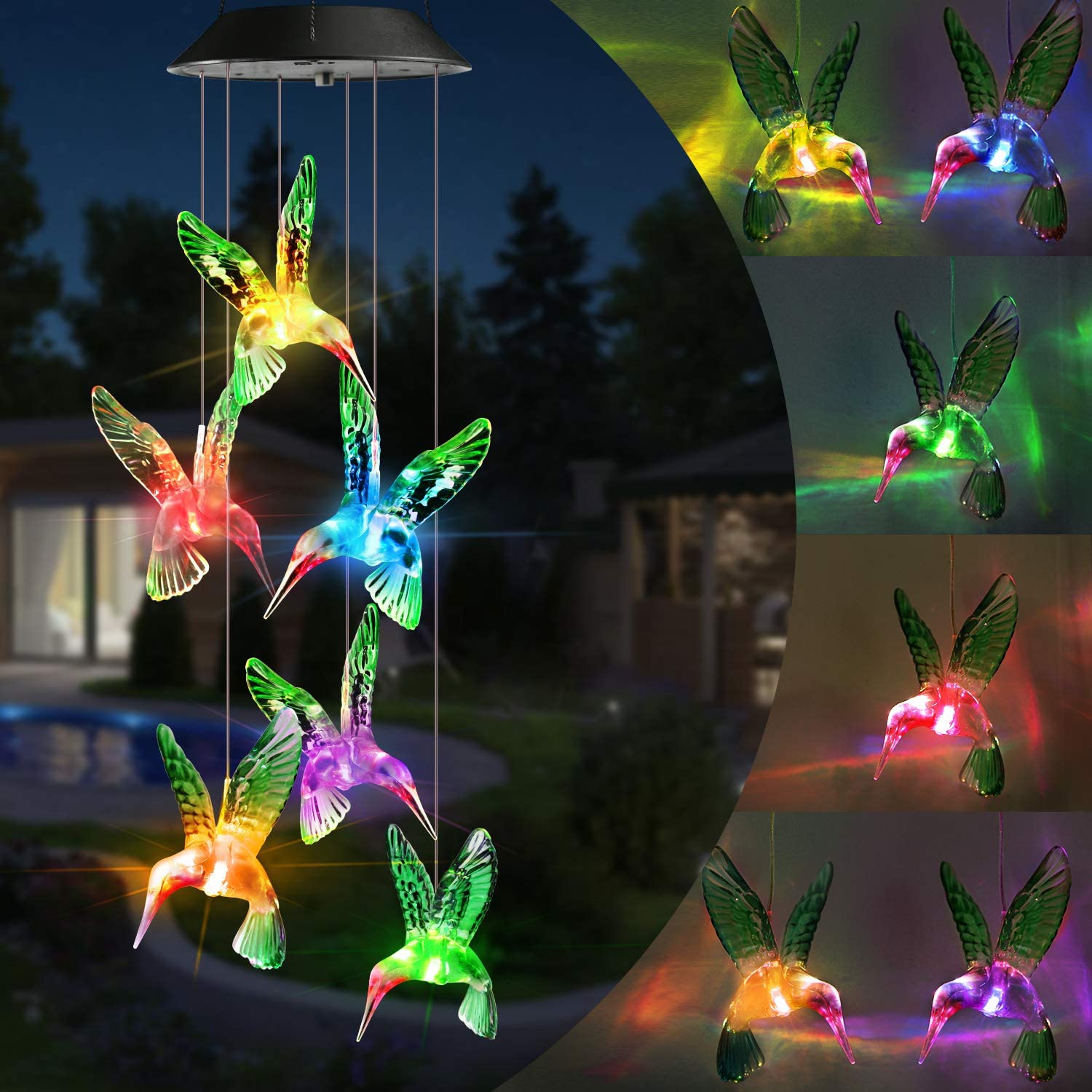 EnchantedGlow - Éclairage solaire LED de jardin colibri