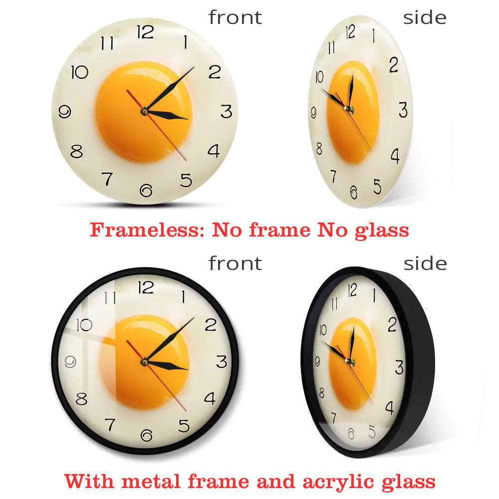 SunnySide Clock - 3D Fried Egg Wall Clock for the Kitchen