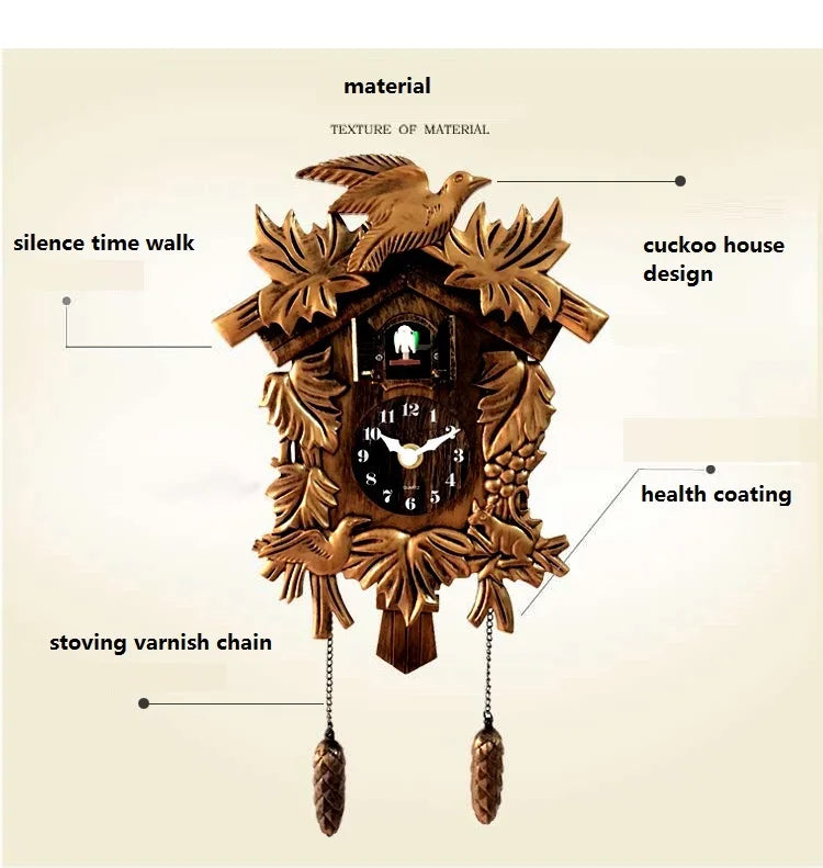 BirdTime Clock - Vintage Cuckoo Clock with Authentic Chime