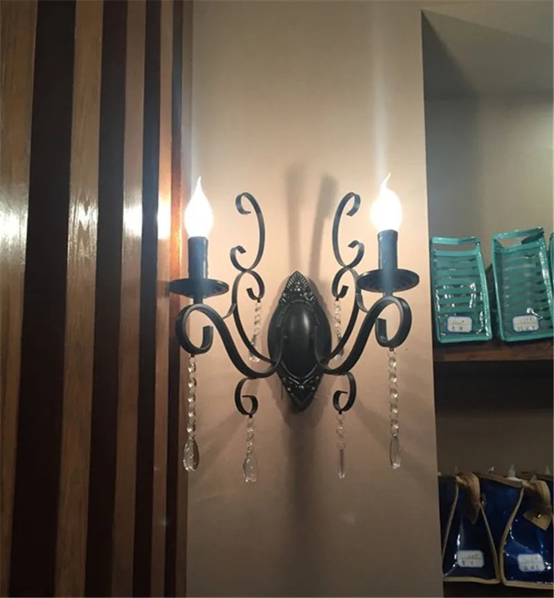 Wickmere - Vintage Black Crystal Wall Sconce