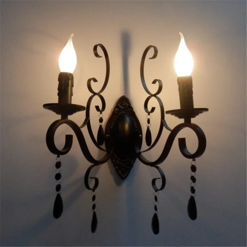 Wickmere - Vintage Black Crystal Wall Sconce