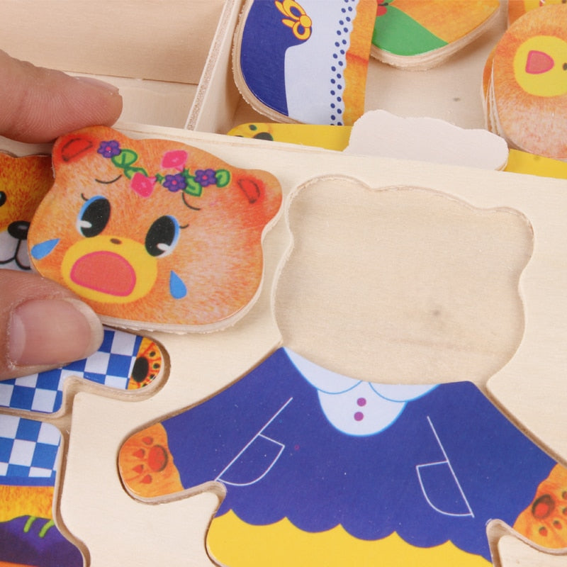 DressUpBear – Puzzle Bois Créatif pour Enfants