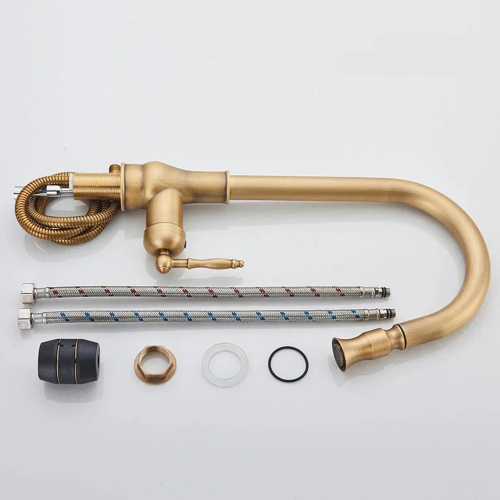 Wyrstead - Antique Brass Retro Kitchen Mixer Tap