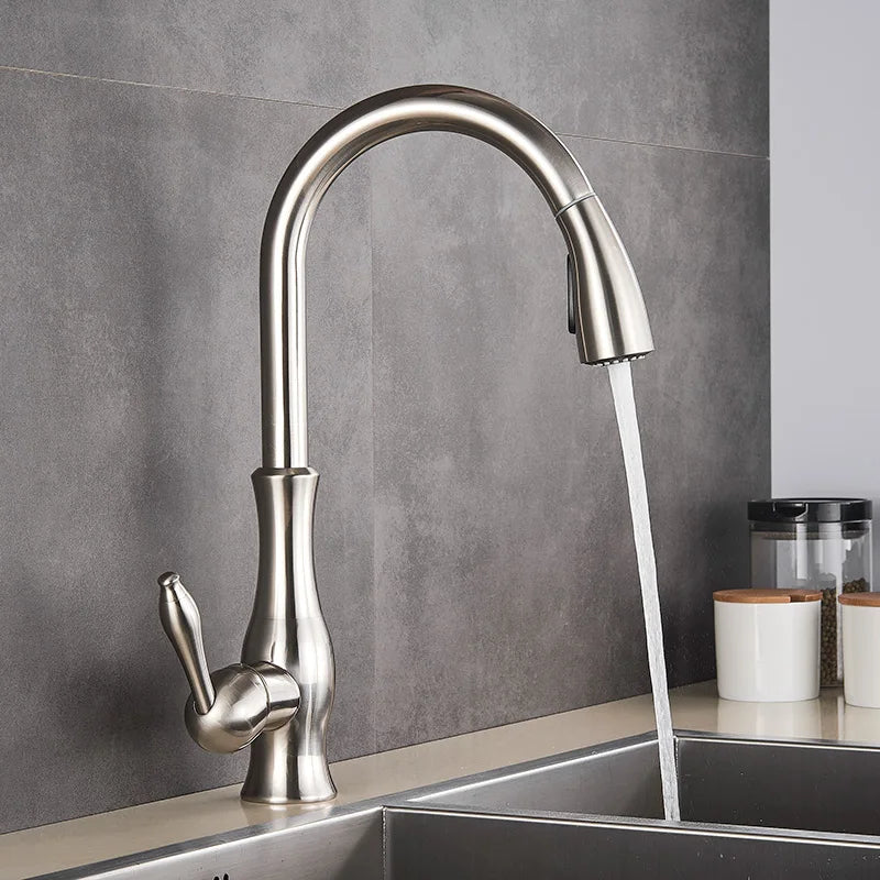 GlamFaucet - Gold Kitchen Mixer Tap with Pull-Out Sprayer