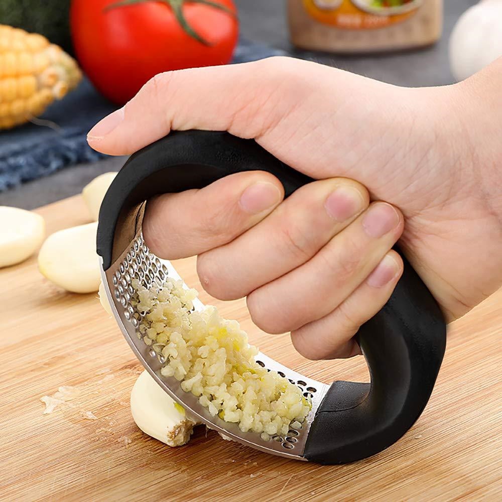 Zestron - Stainless Steel Garlic Press with Non-Slip Handle