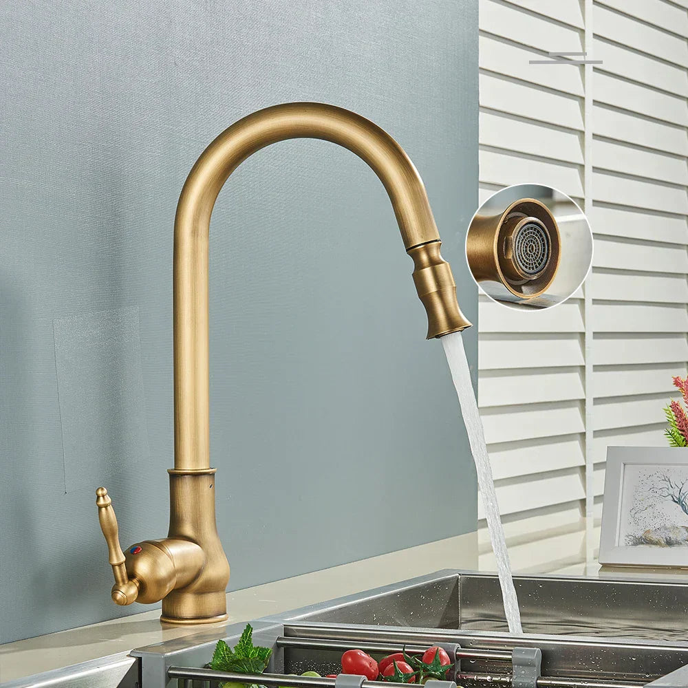Wyrstead - Antique Brass Retro Kitchen Mixer Tap
